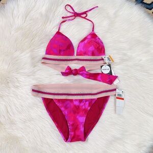 Hula Honey Berry Jam Tie-dye Push-up Top Bikini Set Size XS/S NWT